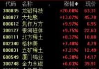 稀土永磁板块持续活跃 多股拉升 稀土永磁板块持续活跃 多股拉升