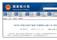 11月份全国工业生产者出厂价格环比持平 生产资料价格上涨